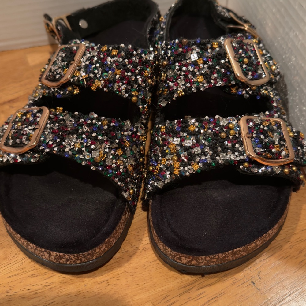 Source Unknown Glittering Black Sandals sz 40/ 9‎